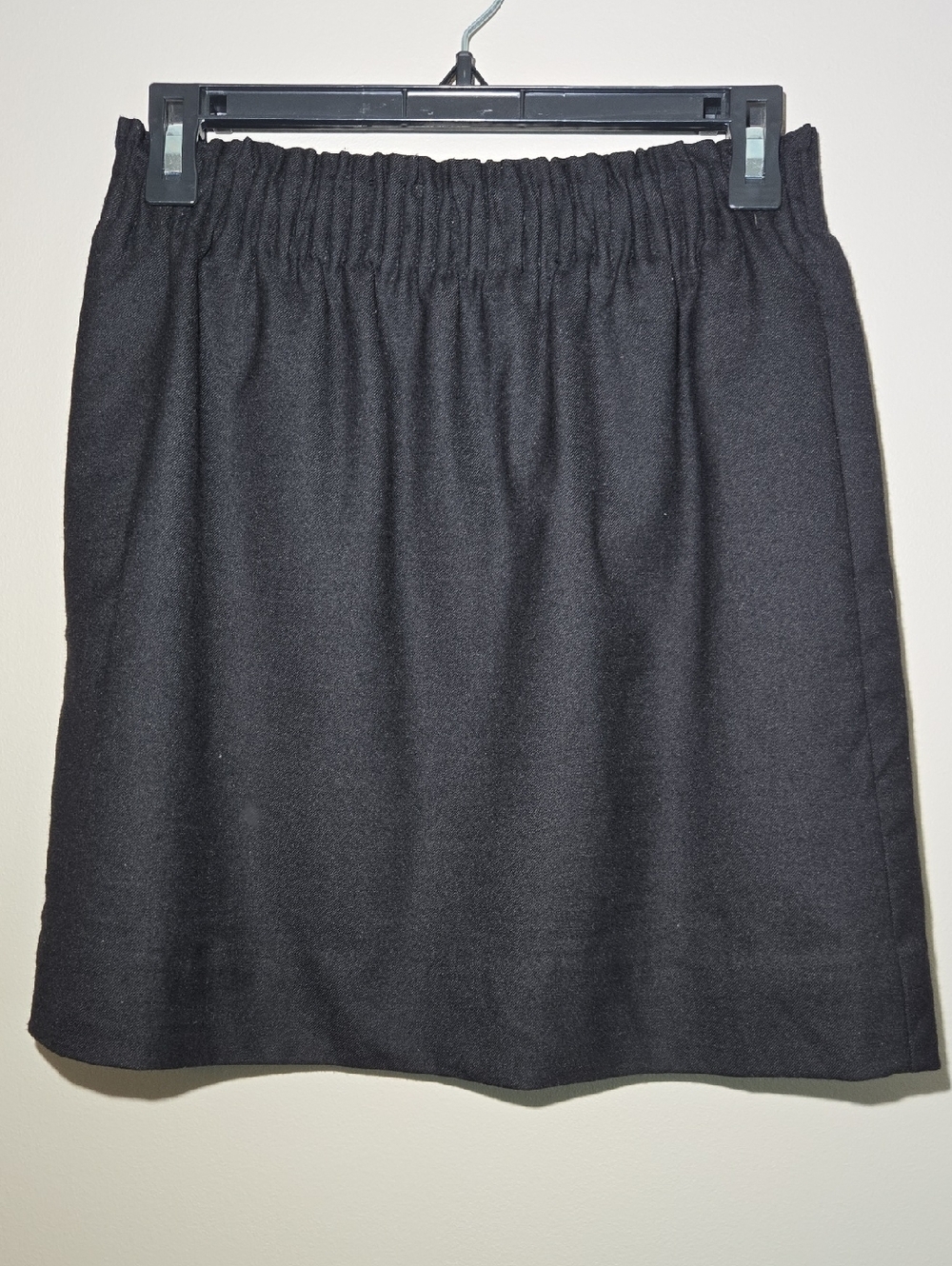 J. Crew Black Elastic-Waist Mini Skirt Wool Blend Basic Minimalist Business